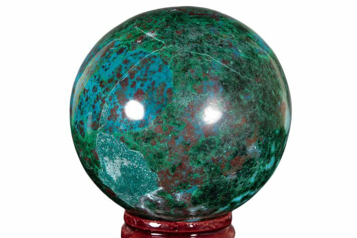 Polished Malachite & Chrysocolla Sphere - Peru #211058